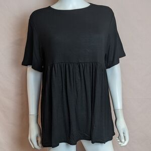 Boohoo Black Frill Hem Smock Top
